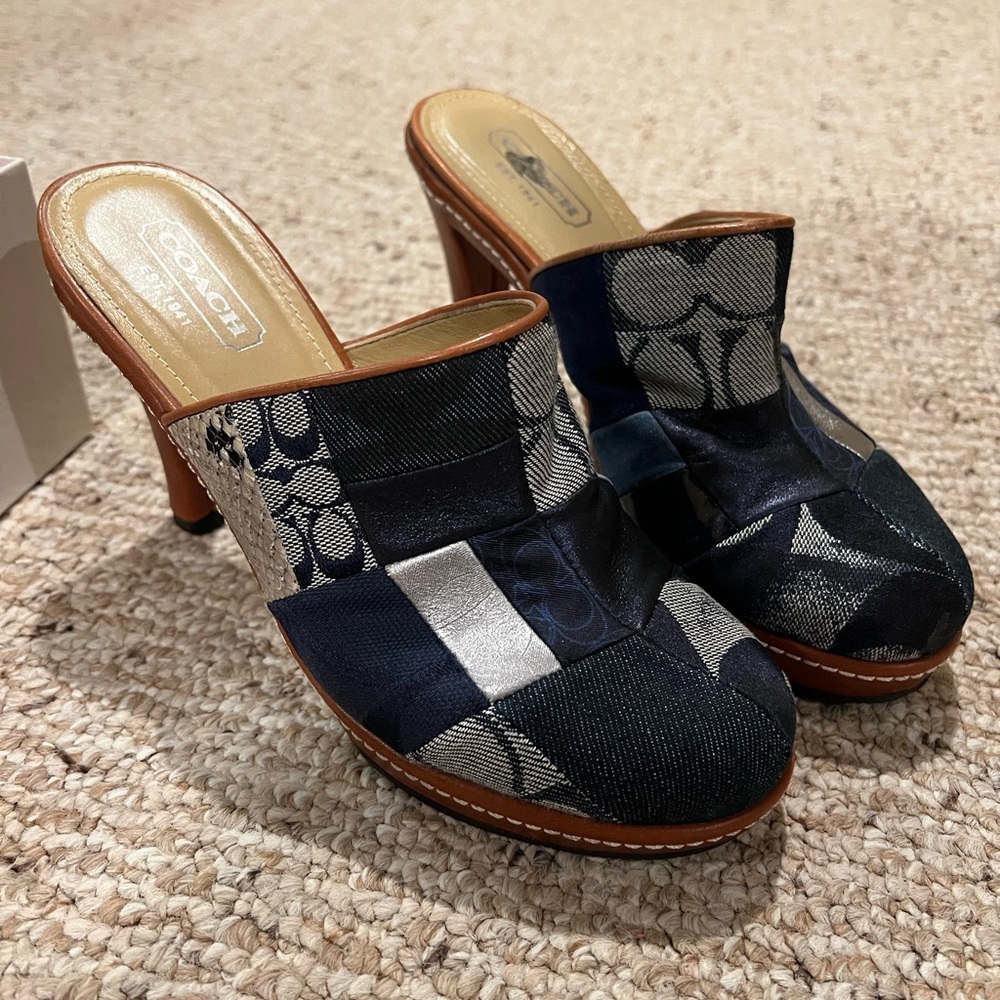 Coach Eva Patchwork Heeled Mules